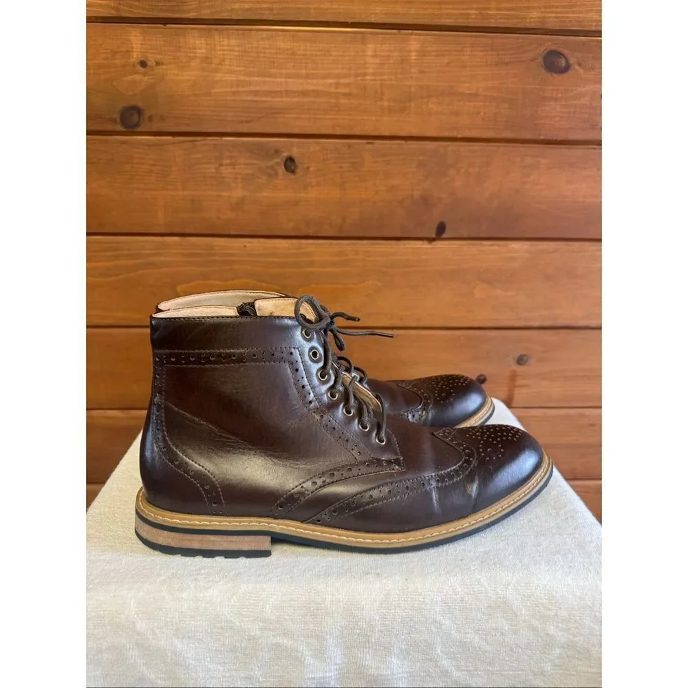 Bruno Marc men's dress ankle boots brown Faux Leather Sz 11
